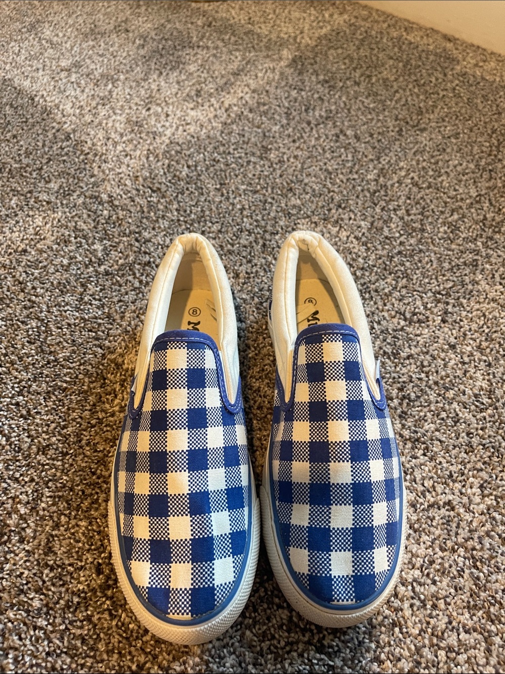 Mudd Blue and White Check Slip-On Sneakers